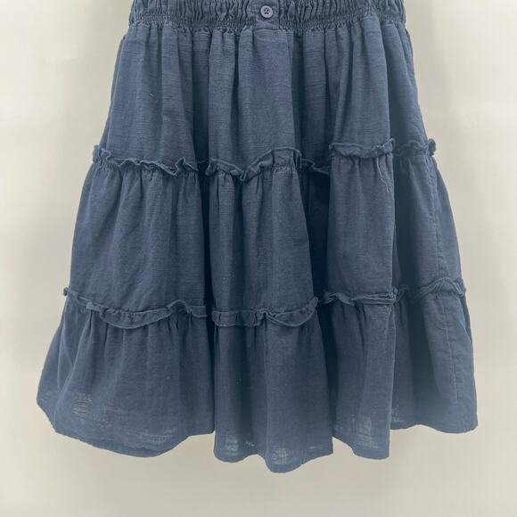 Urban Outfitters Smocked Babydoll Dress Womens Small Dark Blue Ruffle - Picture 5 of 7